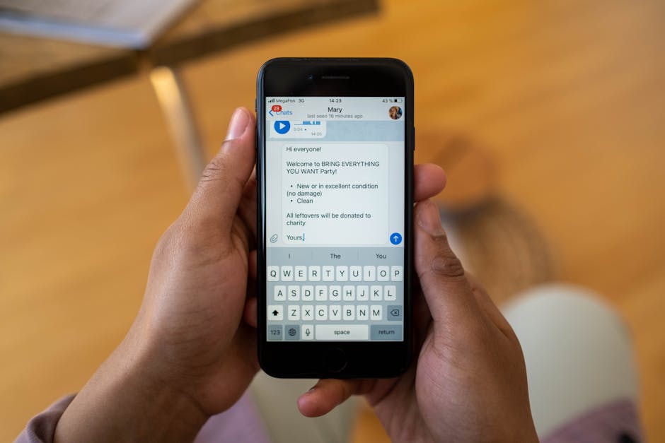 Interface of a guest messaging automation app on a smartphone, with a modern apartment in the background
