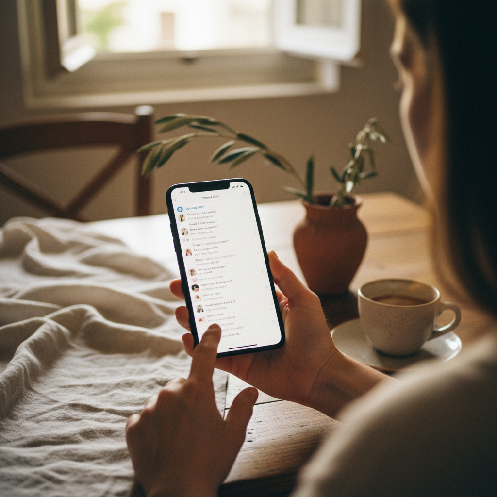 Osoba koristi smartphone za poruke - komunikacija s gostima